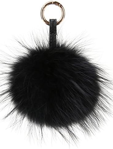 Vogueearth Real Large Fur Ball Pompoms Mobile Strap Keychain Bag Purse Charm