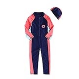 Vivobiniya kid Girl Full Body Swimsuit Contrast Color Upf50+ 3-8T