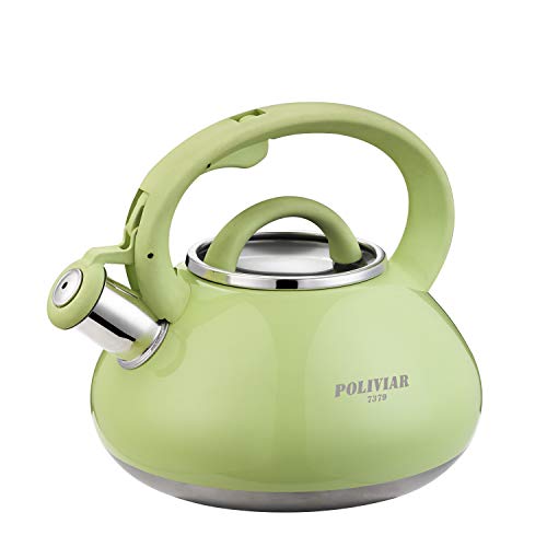 Poliviar Tea Kettle, 2.1 Quart Green Loud Whistle Food Grade Stainless Steel Teapot, Anti-Hot Handle and Anti-Rust, Suitable for All Heat Sources (JX2018-GRE20) - Thumbnail 7