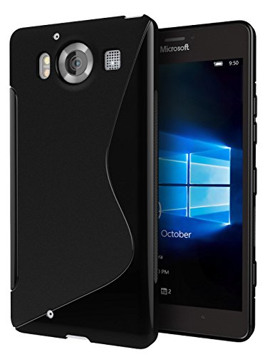 Microsoft Lumia 950 Case, Cimo [Wave] Premium Slim TPU Flexible Soft Case for Microsoft Lumia 950 - Black
