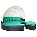 Modway Quest Wicker Rattan Outdoor Patio Canopy Sectional Daybed in Espresso Turquoise