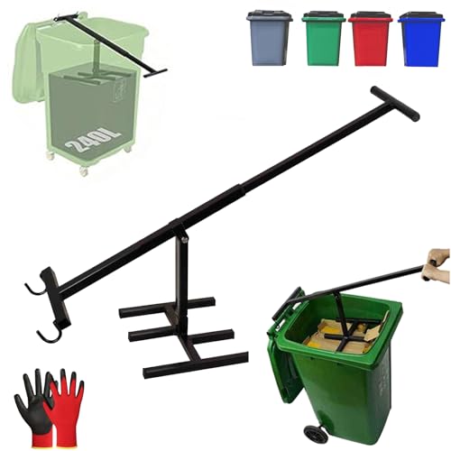 Wastemate Bin Compactor,Manual Trash Compactor with Adjustable Handle,Household Wastemate Wheelie Bin Compactor,Portable Cardboard Garbage Squasher for Kitchen and Garden