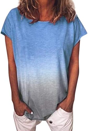 Sanyyanlsy Womens Summer Gradient Color T-Shirt Tee Plus Size O-Nekc Short Sleeve Tank Tops Blouse Daily Casual Wear