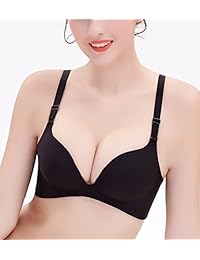 SEA BBOT sujetador push up inalámbrico sin costuras profundo V suave acolchado sostén diario