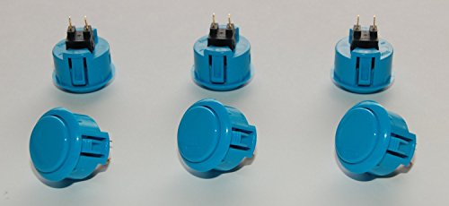 6pc Set of Sanwa OBSF-30-B Blue Push Buttons