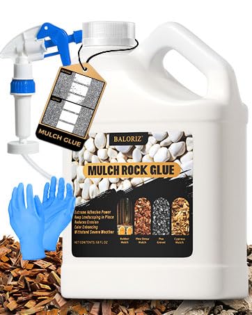 BALORIZ Rock Glue - 68oz Mulch Glue for Landscaping, Pea Gravel & Stones Bark, Strong Stabilizing Gravel Glues with Applicator Non-Toxic, Ready-to-Use for Paths, Patios & Garden Borders
