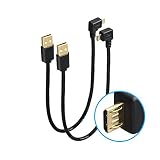 90 Degree Angle Micro USB Cables, VANDESAIL 2 Pack USB 2.0 A Charging Data Sync Cable for Fire TV Stick, Power Bank, Chromecast (1ft, Right Angle + Left Angle)