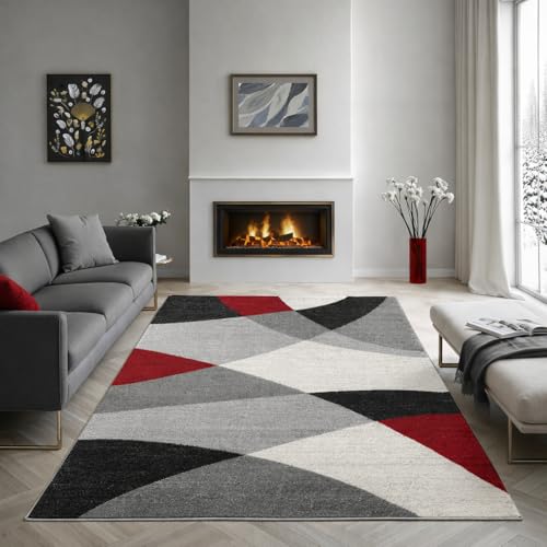 the carpet Pearl – Moderner Kurzflor Teppich, dichter Flor, geometrisches Muster, Konturenschnitt, Wohnzimmer & Schlafzimmer Teppich, Wellenmuster, Gr