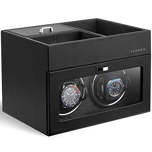 Vlando Automatic Double Watch Winder Watch Winder Box with Men Jewelry  Organizer Tray, Japanese Quiet Motor, - Main Image