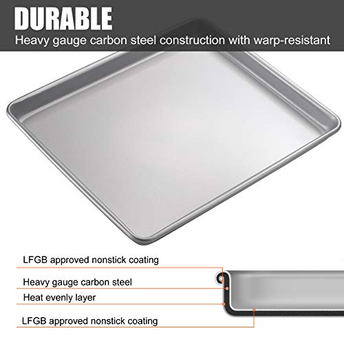 Joho Baking Sheet Pans Cookie Sheet,Nonstick Bakeware Set of 2, Professional Baking Pan Set for Oven,2-Piece,Silver