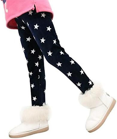 Winter Girls Leggings,Buedvo Cute Stars Print Fleece Lined Footless Christmas Gift Pants (3-4Years, Navy)
