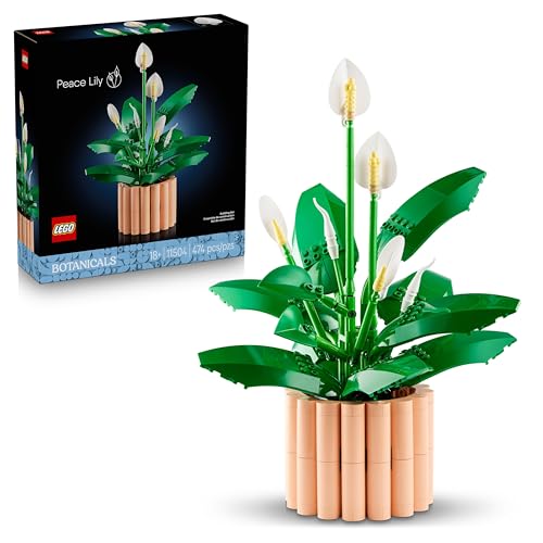 LEGO Botanicals Peace Lily - Artificial Potted Plants Set for Adults - incl. Faux White Flowers & Buds for Living Room or Bedroom Decor - DIY Gift Idea for Women - 11504