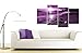 Large Purple Sunset Beach Split Canvas Landscape Wall Art Pictures Set 4 Prints - Contemporary Coastal Artwork - Split Multi Panel - XL - 130cm Wide