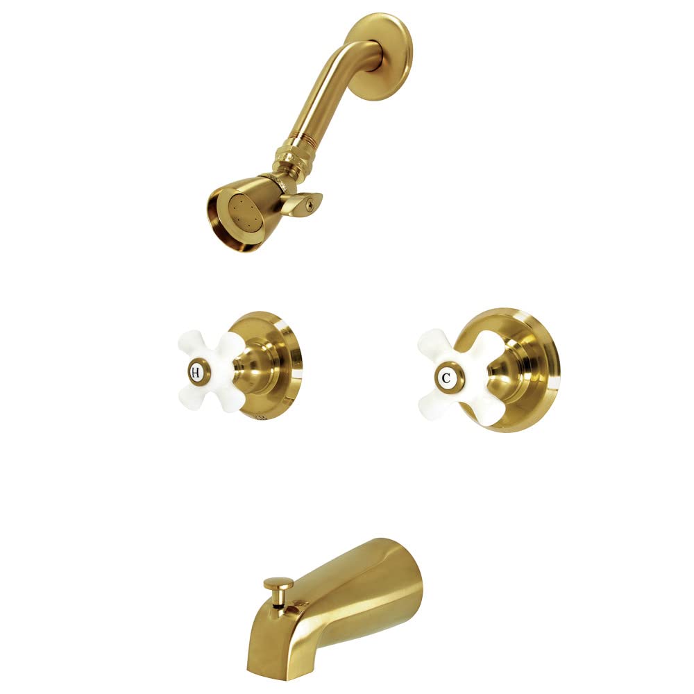 Photo 1 of Kingston Brass KB247PX Magellan Tub and Shower Faucet, Brushed Brass 72 x 8 x 7.38