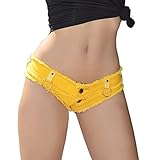 Yollmart Womens Low Rise Mini Denim Shorts Denim Thong Cheeky Jeans Shorts