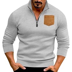 Mens Quarter Zip Pullover Vintage Fashion Long