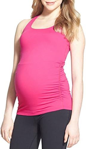 Cloya Maternity Long Racerback Tank Top (M, Pink)