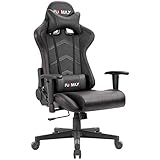 Furmax High-Back Gaming Office Chair Ergonomic Racing Style Adjustable Height Executive Computer Chair,PU Leather Swivel Desk Chair with Backrest and Lumbar Support (Carbon Black)