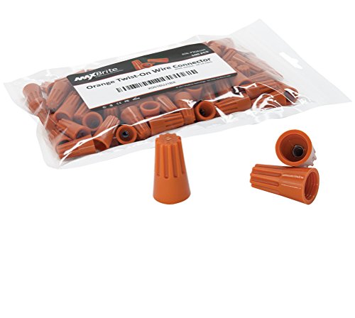 100 PCS Orange Wire Connector, P3 Type Easy Twist-On Ribbed Cap - UL and CSA Listed