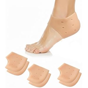 Silicone Heel Protectors(3 Pairs) - Gel Heel Socks& Cups for Women Men Spurs Cushion Protection Feet Covers Heel Guards for C