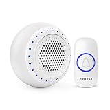Wireless Doorbell, M523+F55 Waterproof Door bell Chime Operating at Over 1000 Feet with 5 Volume Levels, 32 Melodies & LED Flash (White)