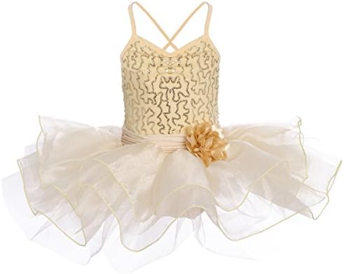 xas Baby Girls Toddler Kids Spaghetti Sequined Camisole Ballet Tutu Dress Ballerina Fancy Fairy Swan Sequins Costume Gymnastic Dancewear Leotard