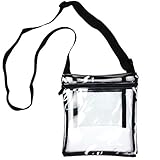 Youngever Deluxe Clear Cross-Body Purse, Stadium Approved Clear Vinyl Bag - Adjustable Cross-Body Strap Clear Plastic Bag, Larger Size, Extra Inside Pocket (1 Pack)