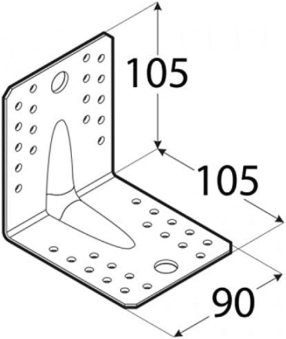 OMIDEAS 12 x Angle Brackets (105 x 105 x 90 x 2.5) Heavy Duty Corner Sleeper Bracket with Beading Timber Wood Metal Joining Fixing L Galvanised Steel Sheet Connector - Image 4
