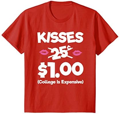 Kids Kisses 25 Cents Funny Boys Girls Kids Valentines Day TShirt 6 Red