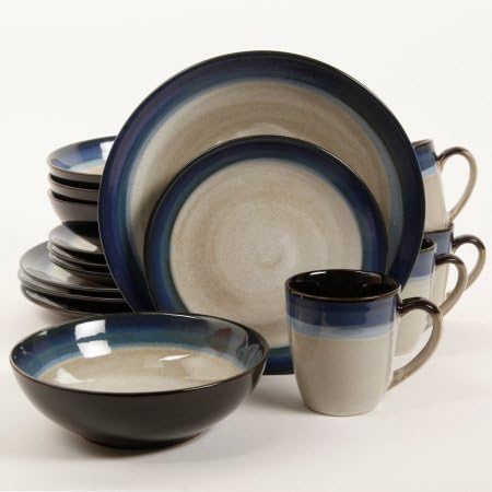 Gibson Home Soho Lounge Square 16-Piece Dinnerware Set (Bella/Blue)