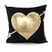 Monkeysell Bronzing Flannelette Home Pillow Cases Throw Pillow Covers Decorative Cushion Love Black Heart Pattern Design for Square Sofa Home 18 x 18