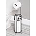 mDesign Freestanding Toilet Paper Holder – Modern Toilet Roll Dispenser with Vine Pattern – Bathroom Storage for Loo Roll with Space for 3 Spare Rolls – Black