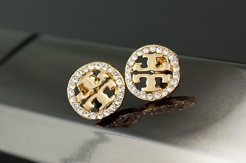 Women's Fashion Earrings Double T Designed Shape Different Options (Round Crystal)