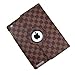 LiVi Tech 360 Degrees Rotating Brown Checker Damier Magnetic Leather Smart Cover Case for Apple New iPad 3 & IPad 2