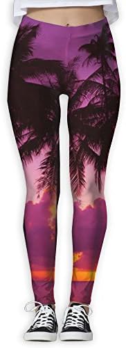 SESY Coconut Palm Tree Yoga Sweatpants Women's Fitness Power Flex Leggings Pants