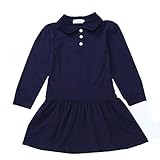 Z by Yoon Little Girls Navy Long Sleeve School Uniform Polo Dress 3T-7