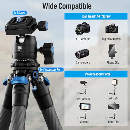 SIRUI AM-223 Mini Tripod Portable Compact Carbon Fiber Travel tripod Desktop Tripod with 360 Degree B-00K Ball Head and Arca Swiss Quick Release Plate, Loads up 15KG
