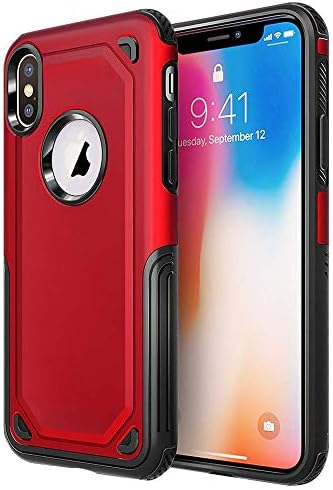 Muntonski I Xs Case Heavy Duty Compatible with iPhone X/Xs Xphone 10 Cover Rugged Bumper Shockproof Skin Luxury Protective Cases Aphone 10s Sx 5.8 Inch (Red)