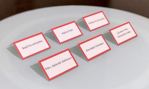 Tented Place Cards - 50 pack - Folded Place Cards are ideal as Wedding Place Cards, Buffet food label, Banquet tables, Cocktail Parties, and Much More!. Made of 14 pt. Matte Card Stock.