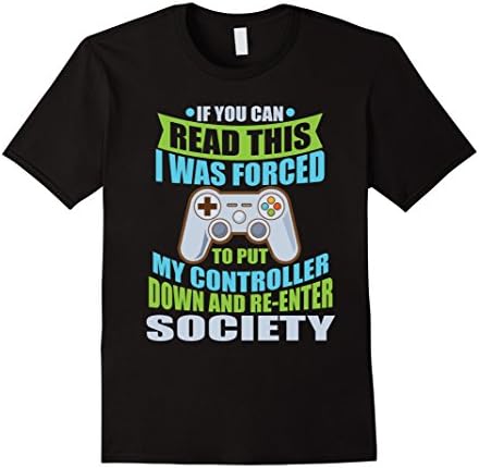 Mens Put Controller Down Re-Enter Society Funny Gamer T-Shirt Large Black