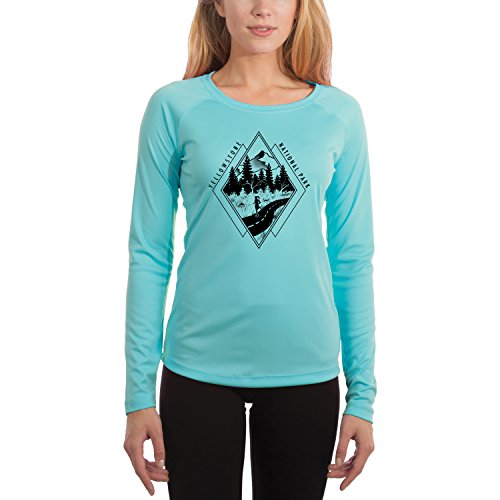 Diamond Runner Yellowstone National Park Women's UPF 50+ Long Sleeve T-Shirt Medium Water Blue