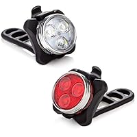 Vont Bike Light Set, USB Rechargeable Super Bright Bicycle Light, Bike Lights Front and Back, Bike Headlight, 2X Longer Battery Life, Waterproof, 4 Modes (2 Cables, 4 Straps) (BlackRed)