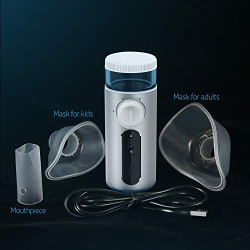 CISNO Handheld Ultrasonic Inhaler for Kids Adults, USB Rechargeable Humidifier Cool Mist for Home Use, with Mask and Mouthpiece