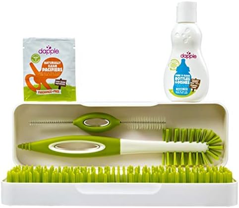 Boon TRIP Travel Drying Rack, Dapple Travel Size Bottle & Dish Liquid, Dapple Food Wipe Bundle (3 Items)