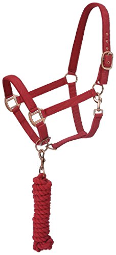 Tough 1 Neoprene Padded Halter with Antique Hardware Lead Set, Red