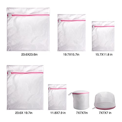 Gogooda 7Pcs Mesh Laundry Bags for Delicates with Premium Zipper, Travel Storage Organize Bag, Clothing Washing Bags for Laundry, Blouse, Bra, Hosiery, Stocking, Underwear, Lingerie
