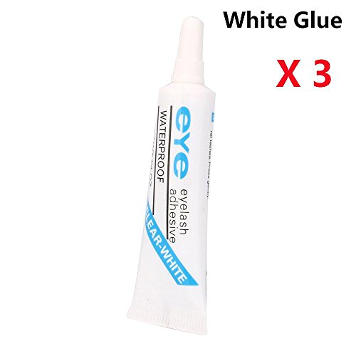 Lash Adhesive, Kemilove 7ml Glue for False Eyelashes Fake Eyelash Glue Adhesive (3Pcs, Blue)