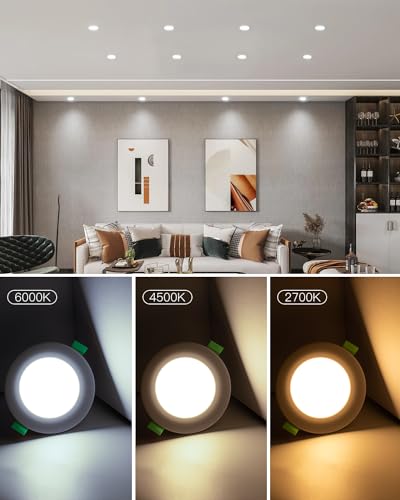Lichtlord - LED Recessed Spotlight 7W 700 Lumen 2700K/4500K/6000K Adjustable Bathroom Spotlight IP44 Pack of 10 Round Ultra Slim Metal Downlight White