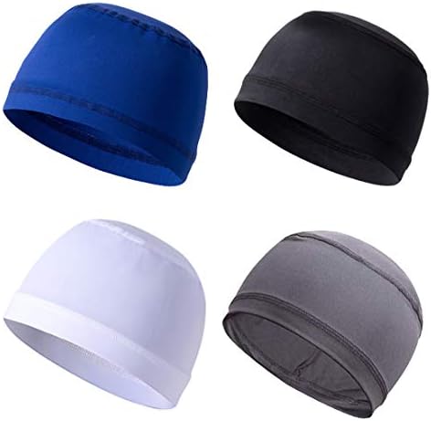 QCQHDU Men Skull Caps Helmet Liner Winter Sports Cycling Cooling Cap Beanie Sweat Wicking Under Hard Hats