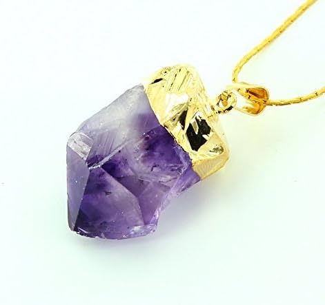 Treasure Essentials Gold Plate Amethyst Point Pendant (One Gold Plate Amethyst Point Pendant, purple)